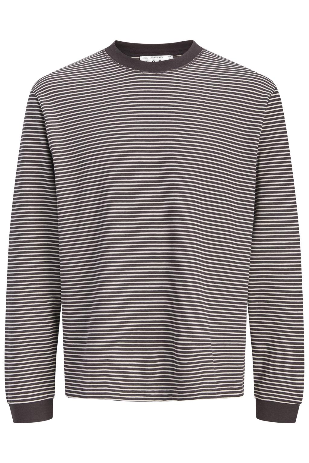JACK & JONES CORE relaxed fit gestreepte longsleeve - donkerbruin