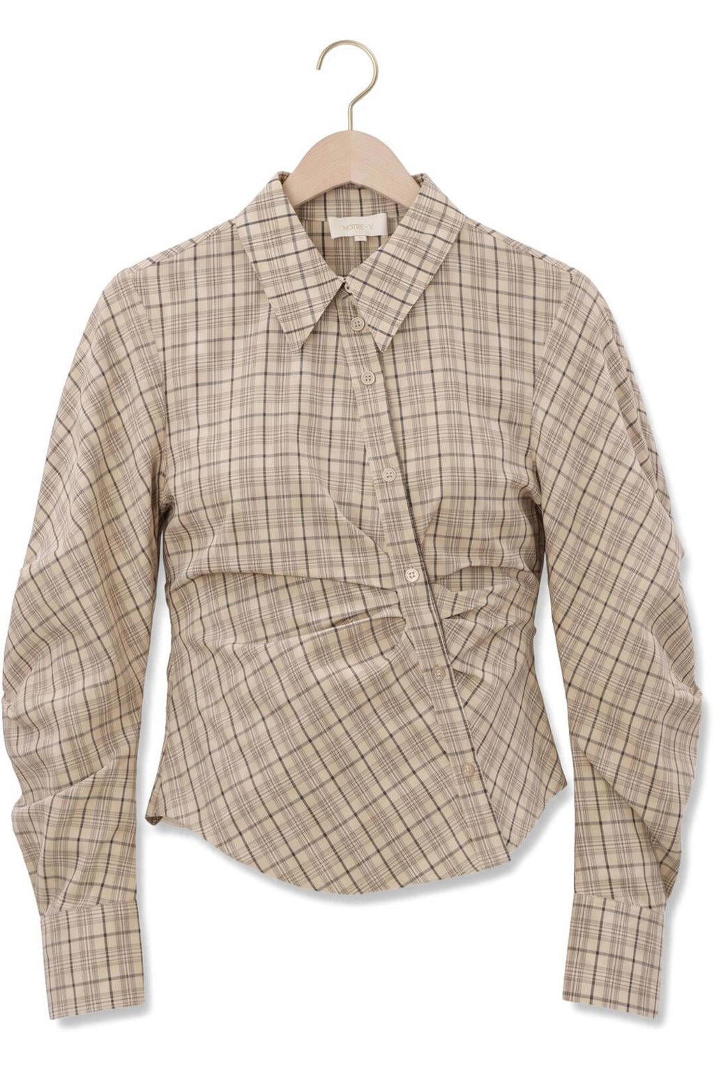 Notre-V Blouses Nv-isa Big Check Beige