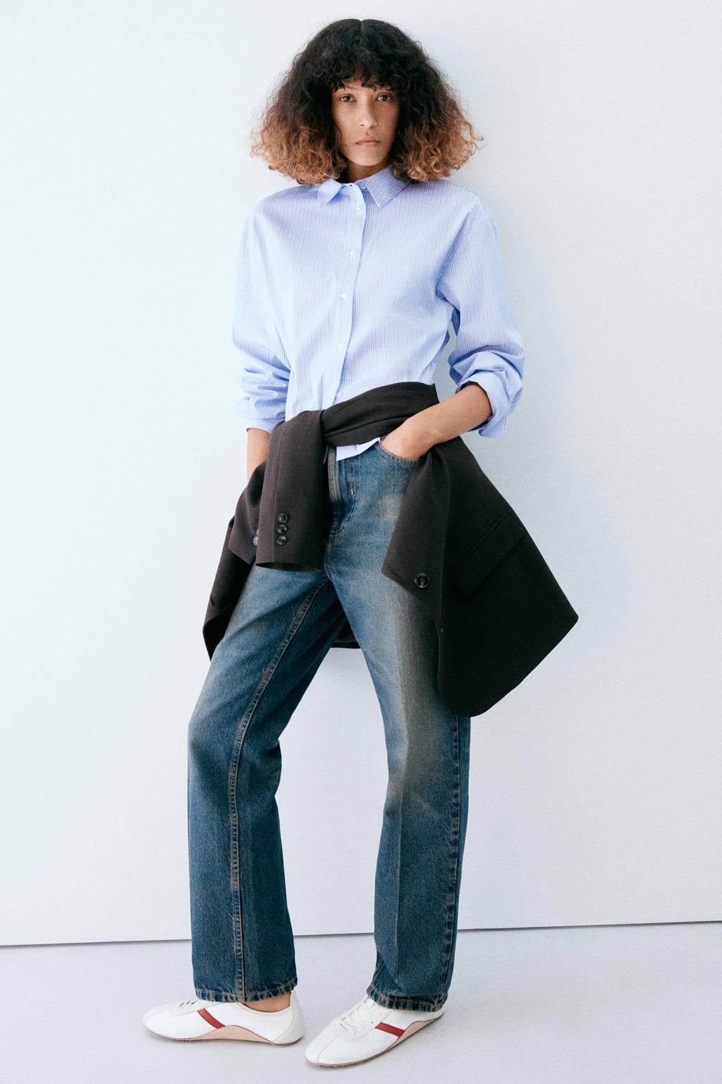 Mango gestreepte blouse - lichtblauw