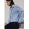 MANGO TEEN rechtvallende gestreepte blouse met plooien - lichtblauw/wit
