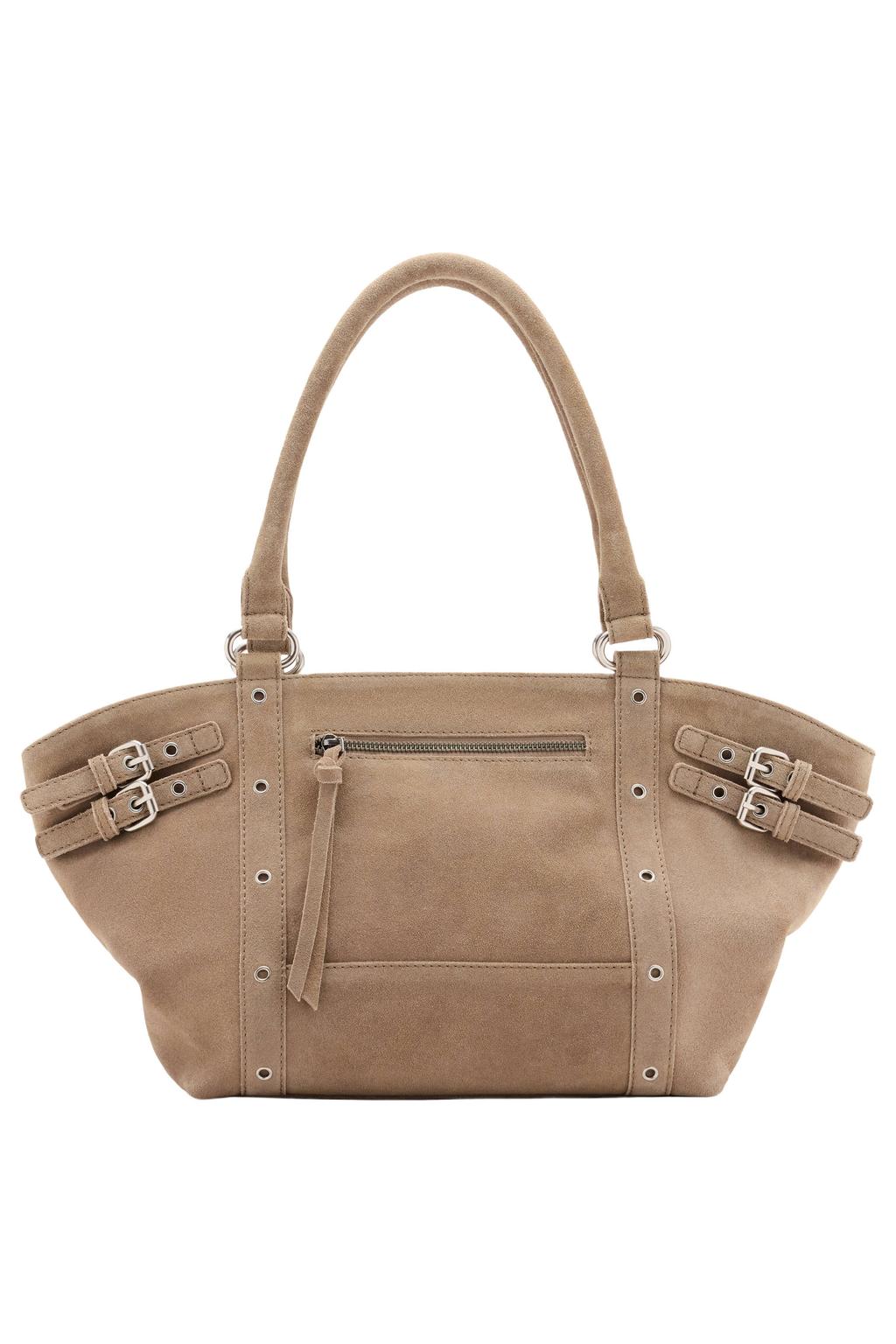 MANGO TEEN suede schoudertas beige
