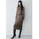 Mango midi jurk met plooien en panterprint - bruin