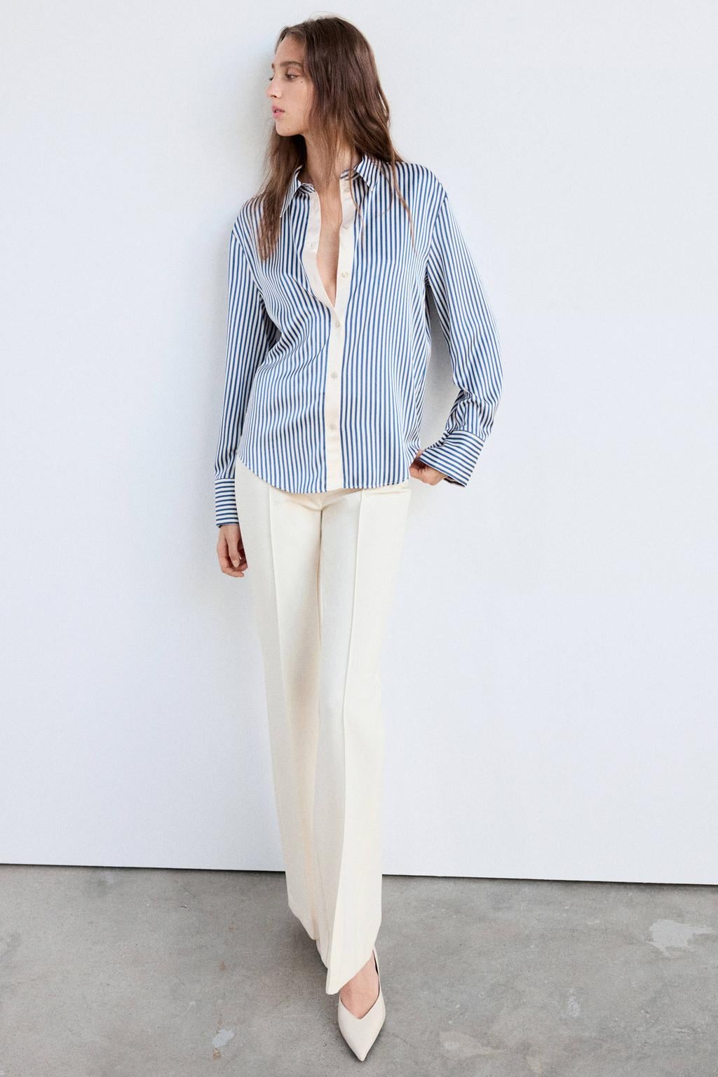 Mango gestreepte blouse - blauw/wit