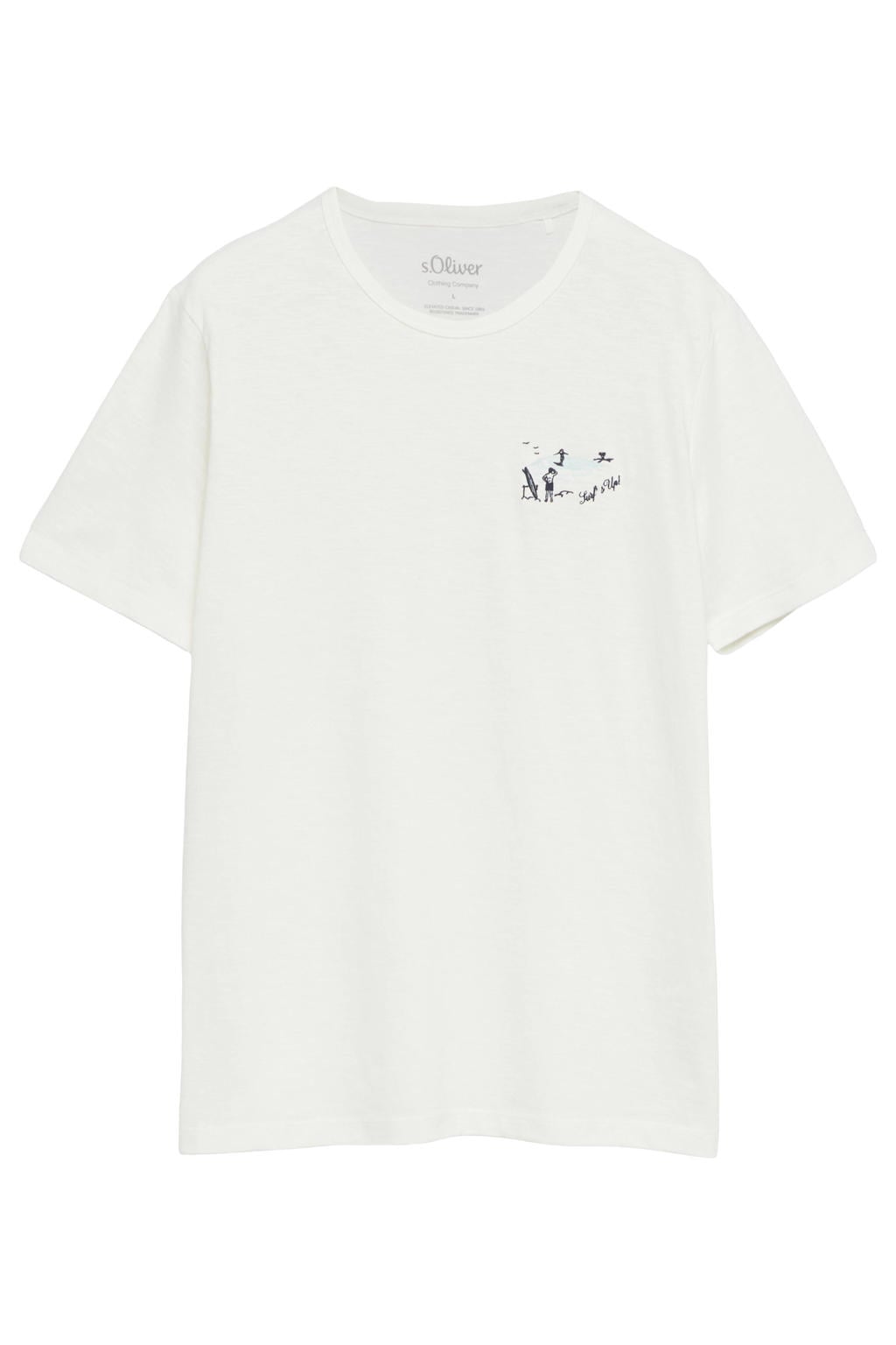 Witte heren s.Oliver regular fit T-shirt van katoen met korte mouwen en ronde hals