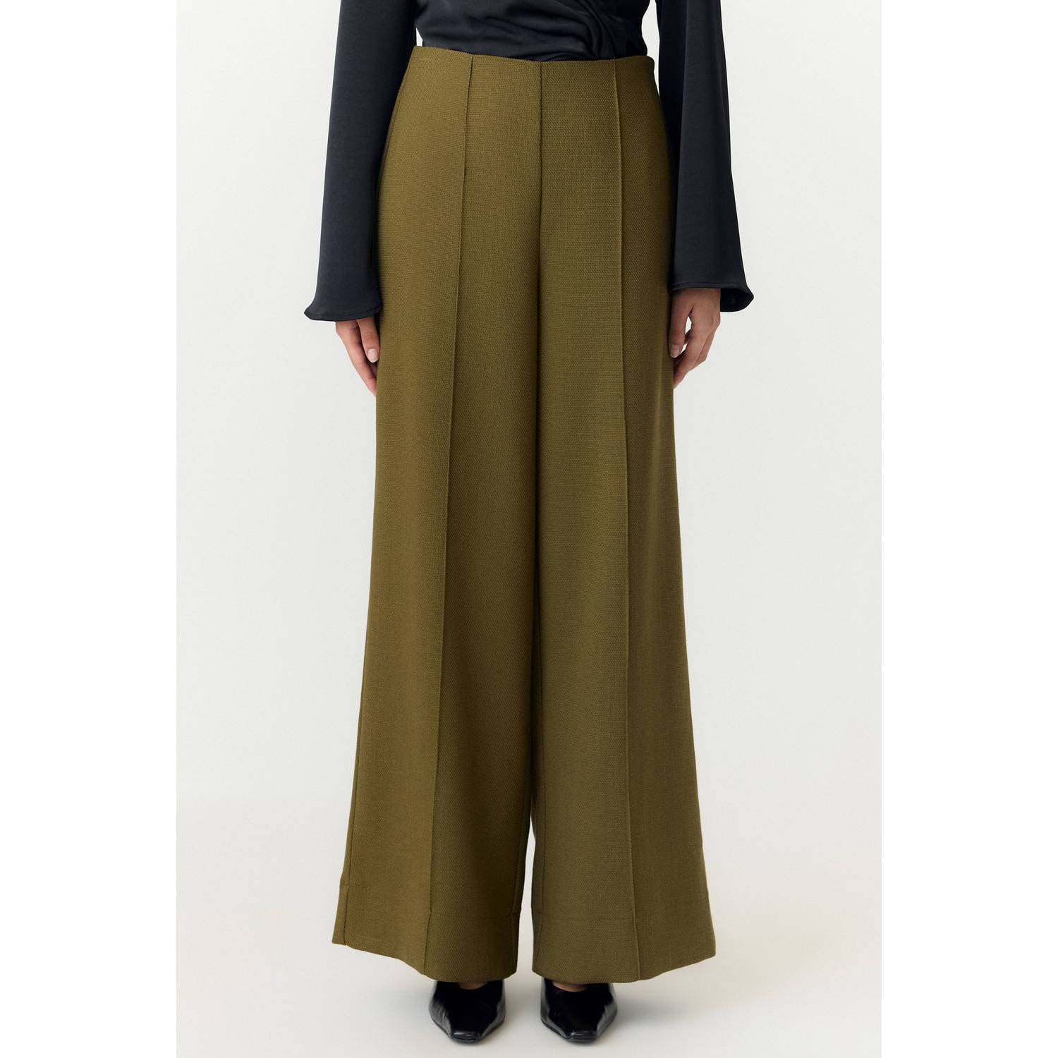YAS wide leg casual broek groen