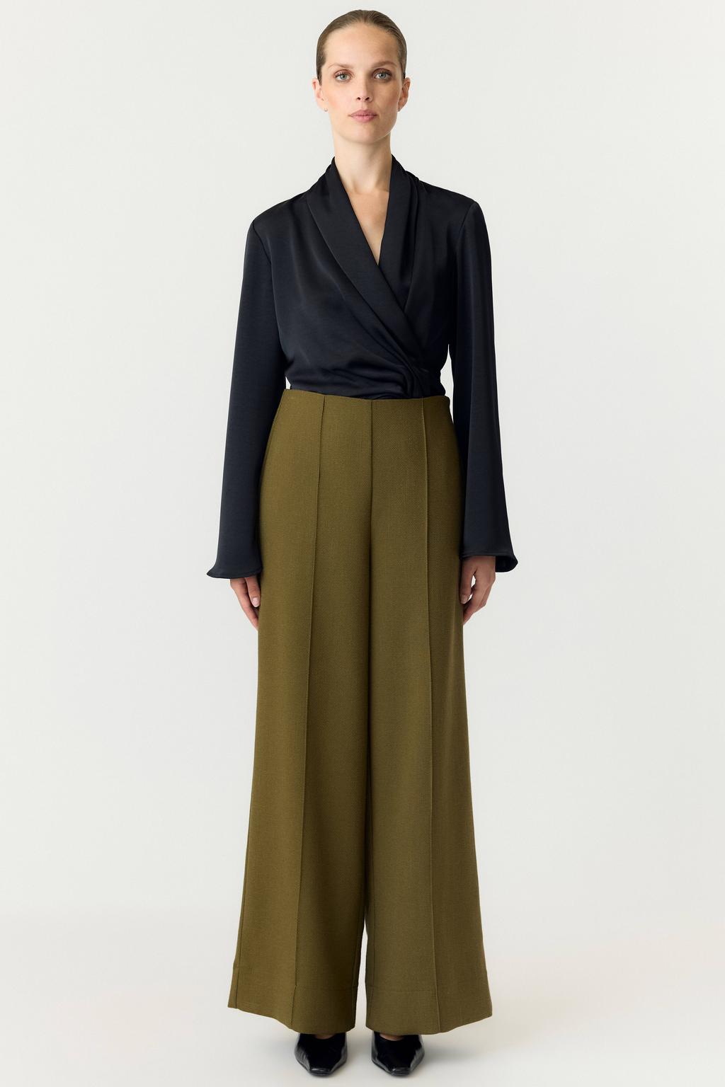 YAS wide leg casual broek - groen