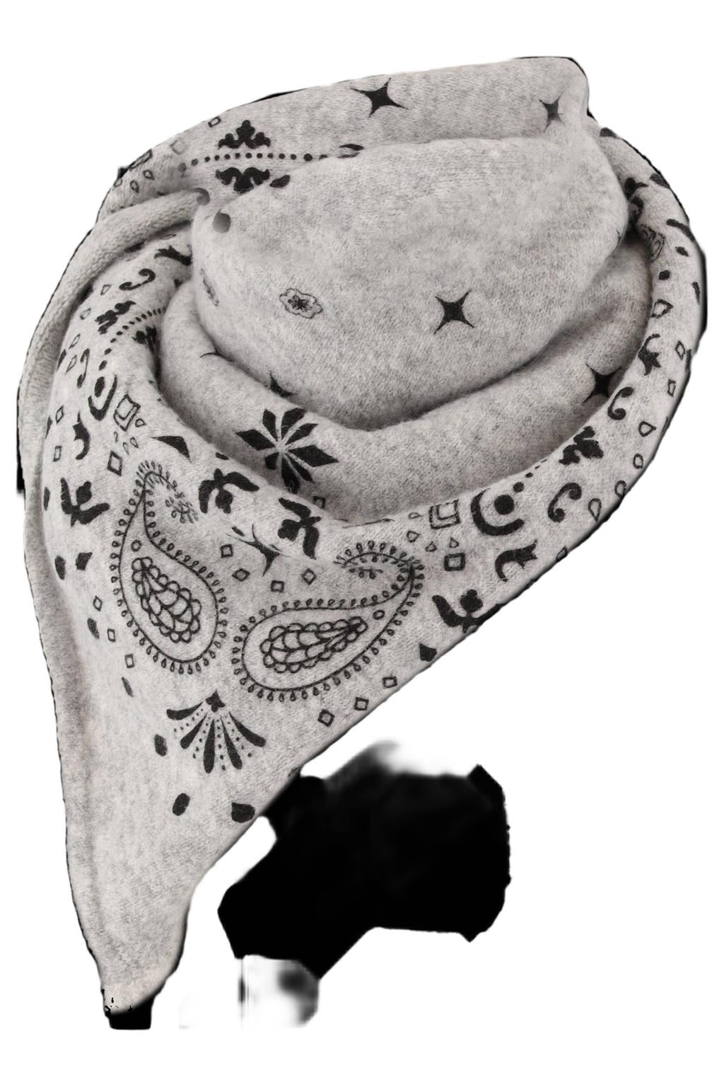 Sarlini gebreide sjaal met paisley print grijs