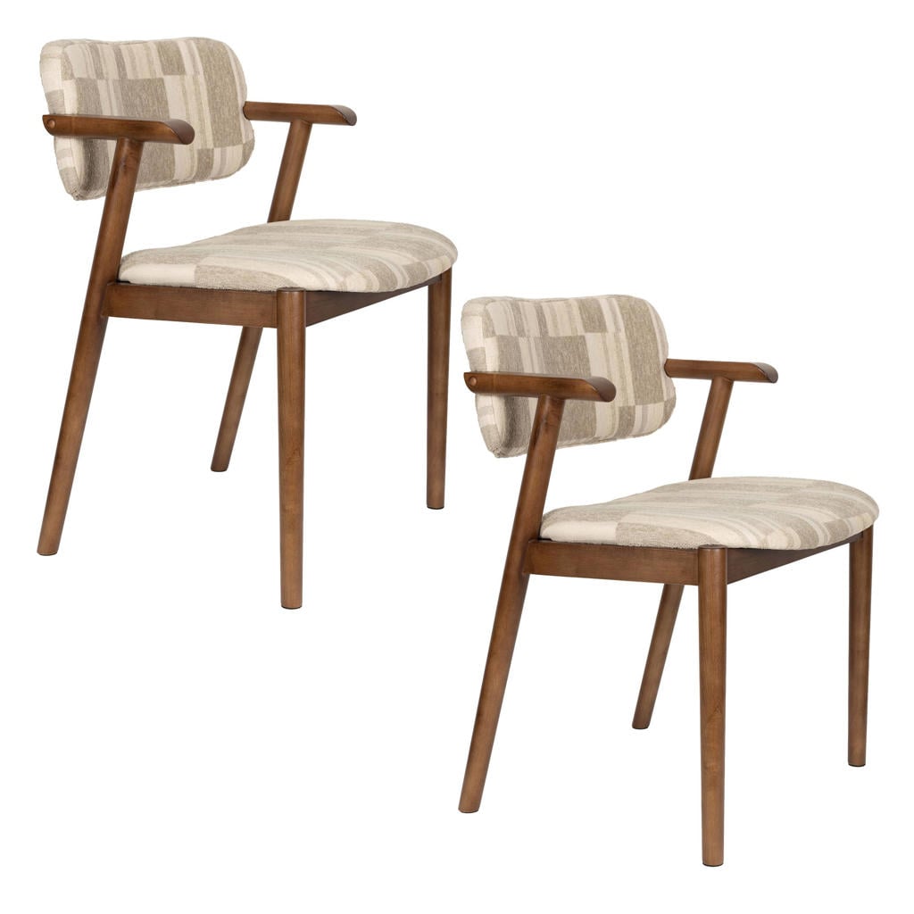 Dutchbone eetkamerstoelen Sara met armleuningen - beige (set van 2)