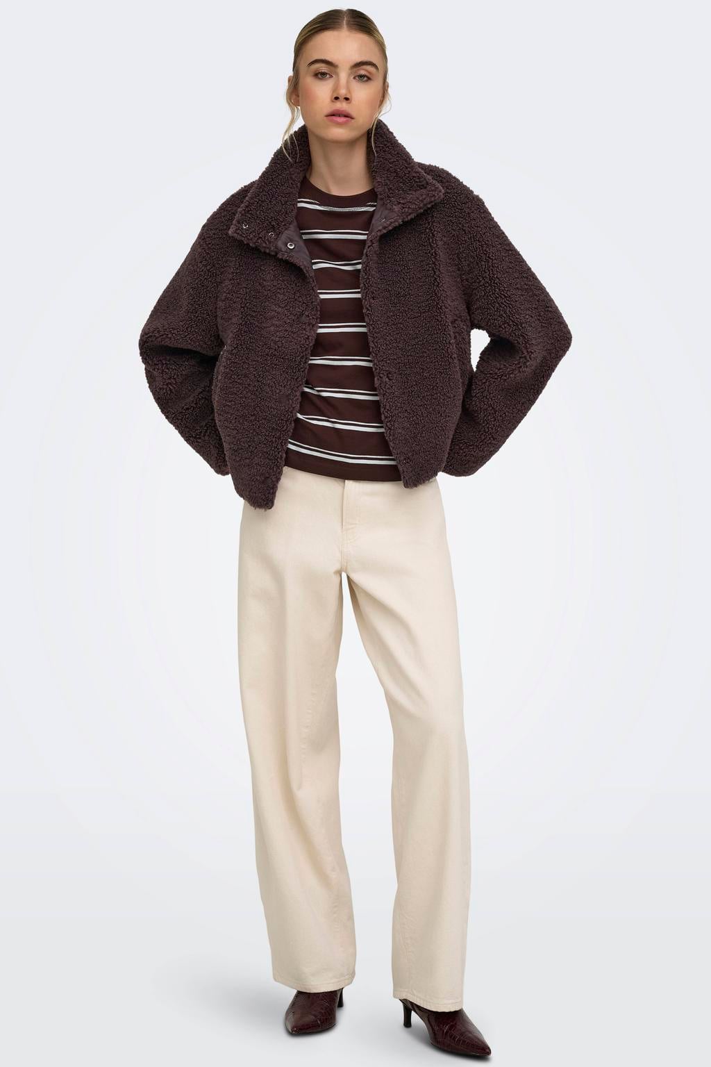 ONLY faux fur jas - donkerbruin