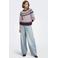 ONLY gebreide trui met print - lichtroze/donkerrood/ecru