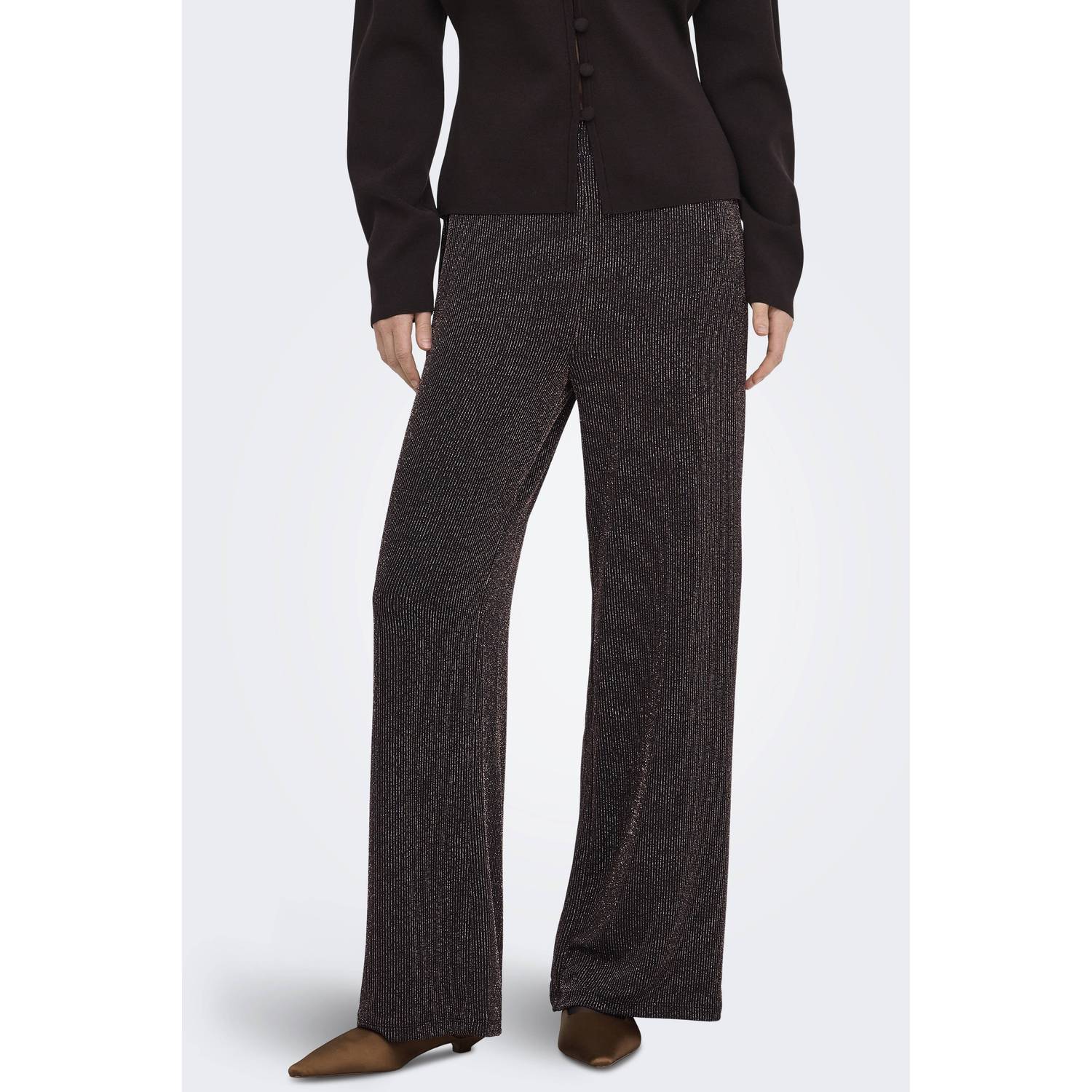 ONLY high waist wide leg casual broek met glitters zwart