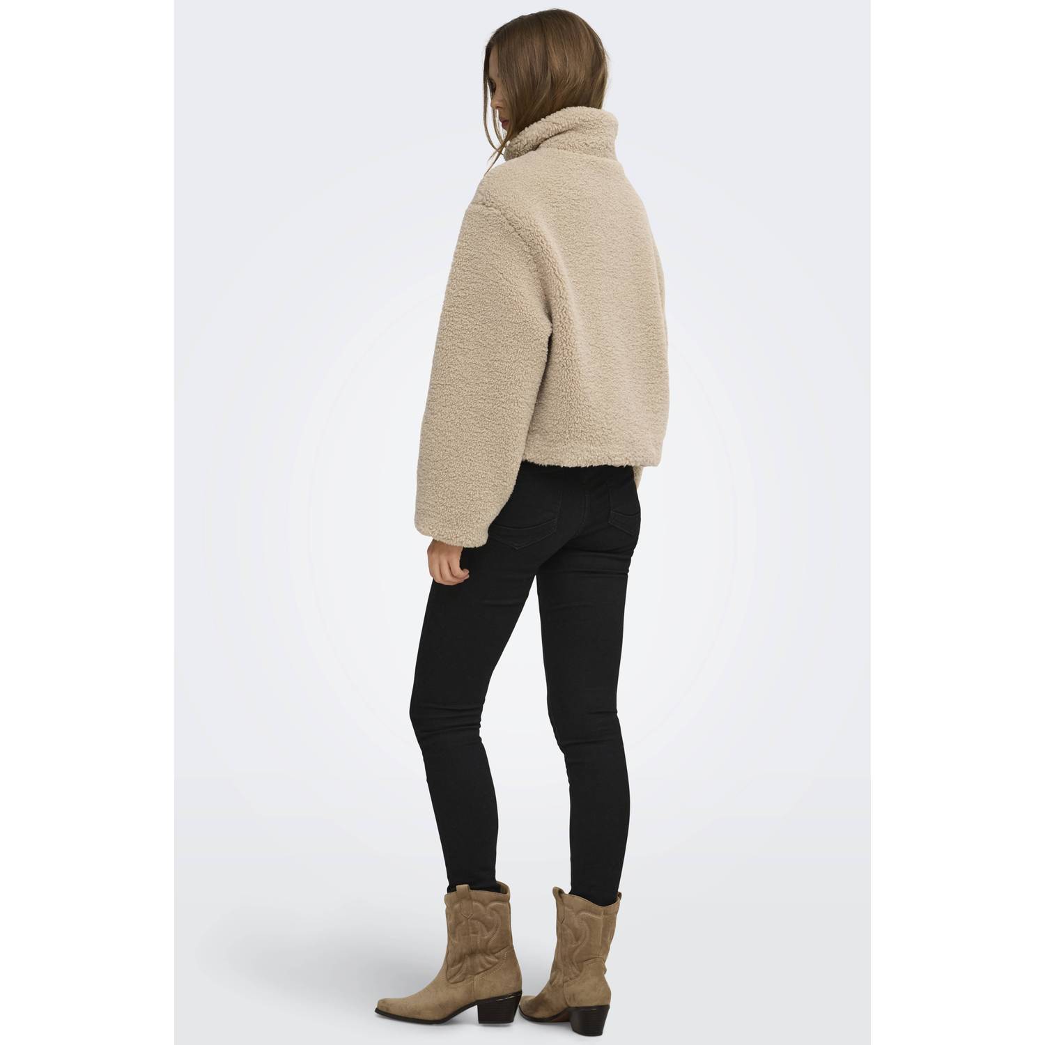ONLY faux fur jas beige
