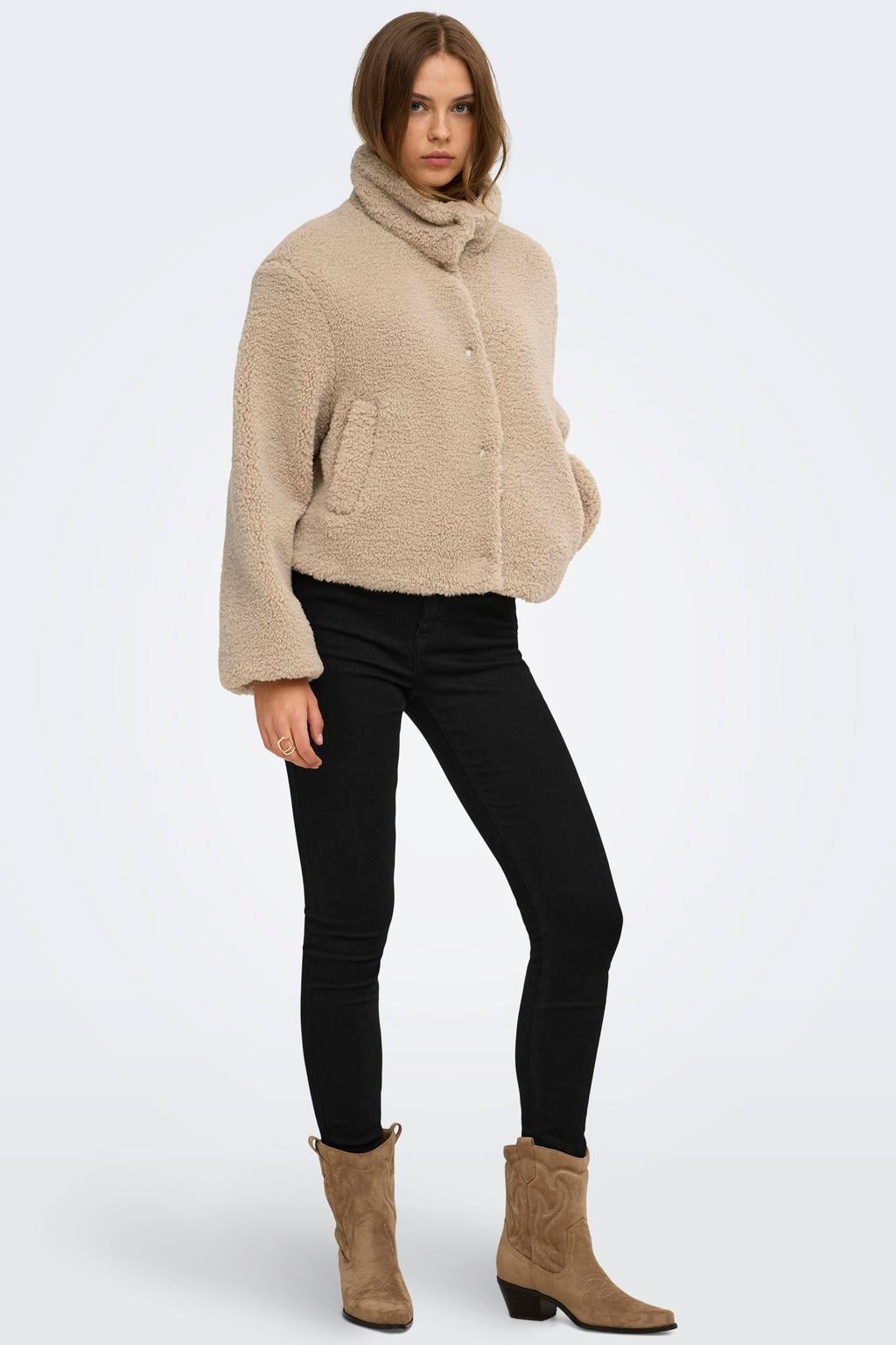ONLY faux fur jas - beige