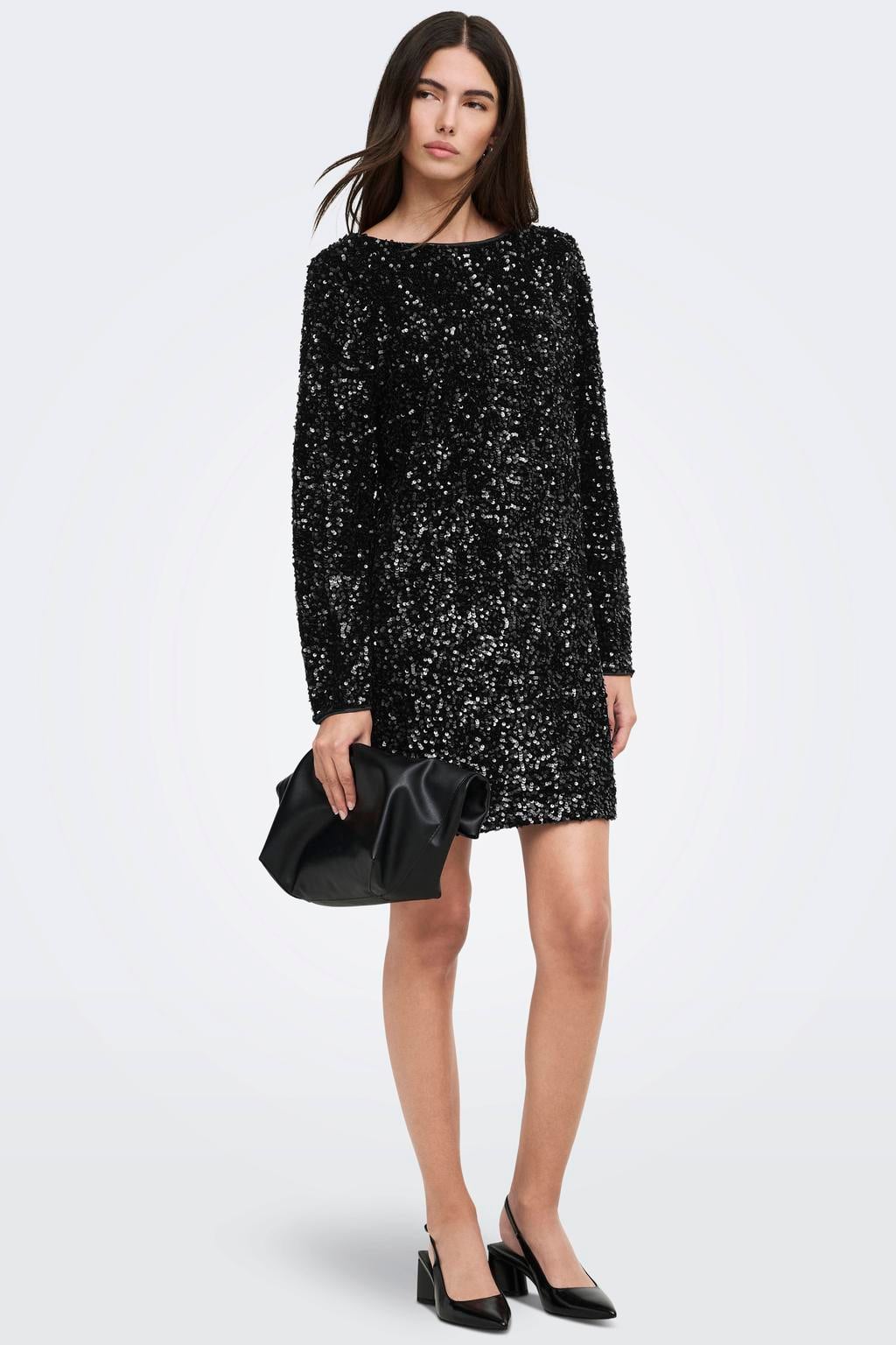 ONLY maxi jurk met pailletten - zwart