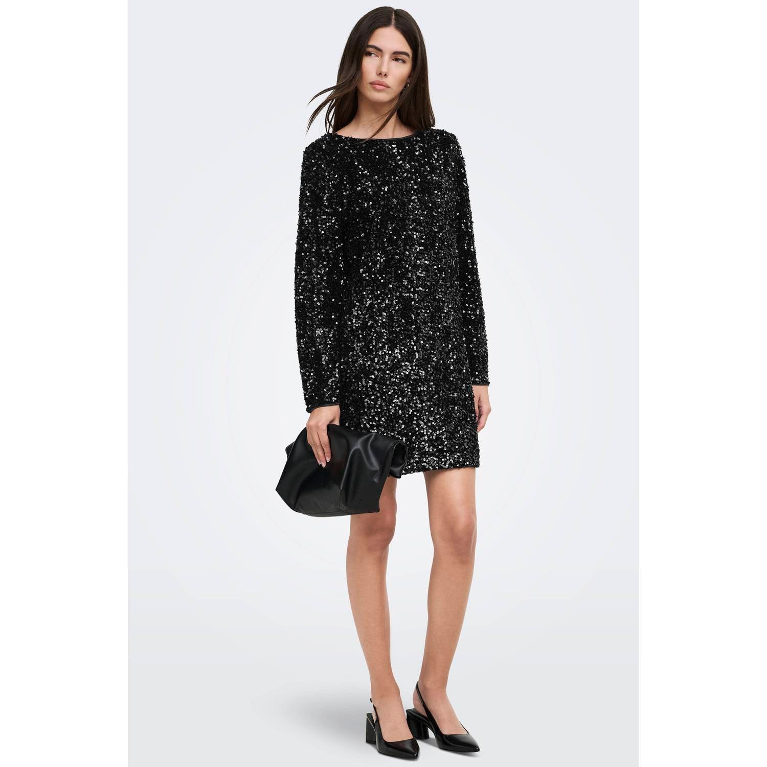 ONLY maxi jurk met pailletten zwart