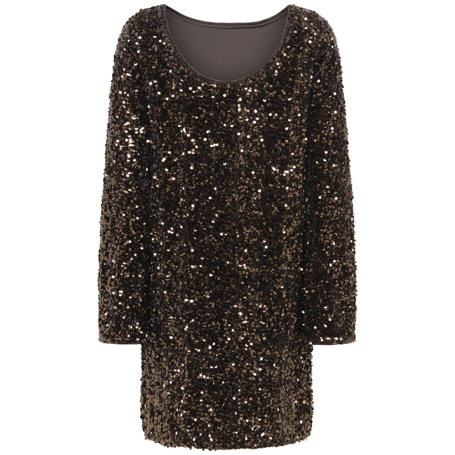 ONLY maxi jurk met pailletten donkerbruin goud