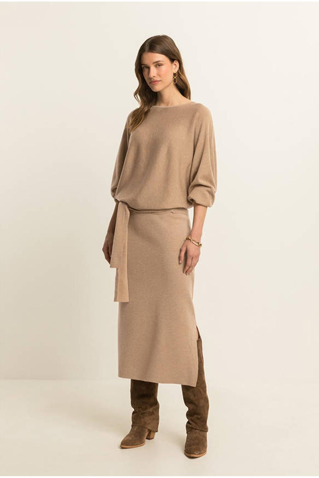 Expresso pullover met wol - lichtbruin
