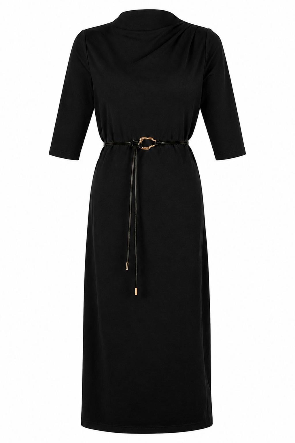 Freebird midi jurk met ceintuur - zwart