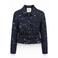 Freebird tussenjas met pailletten - donkerblauw