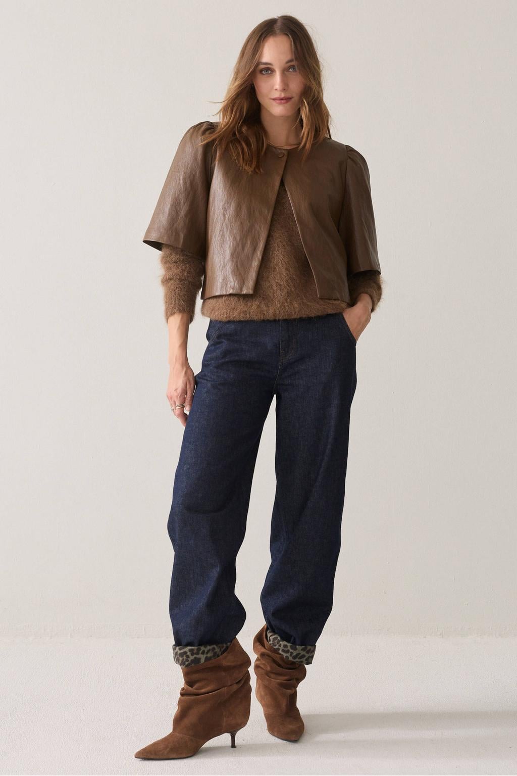 Summum imitatieleren top - bruin