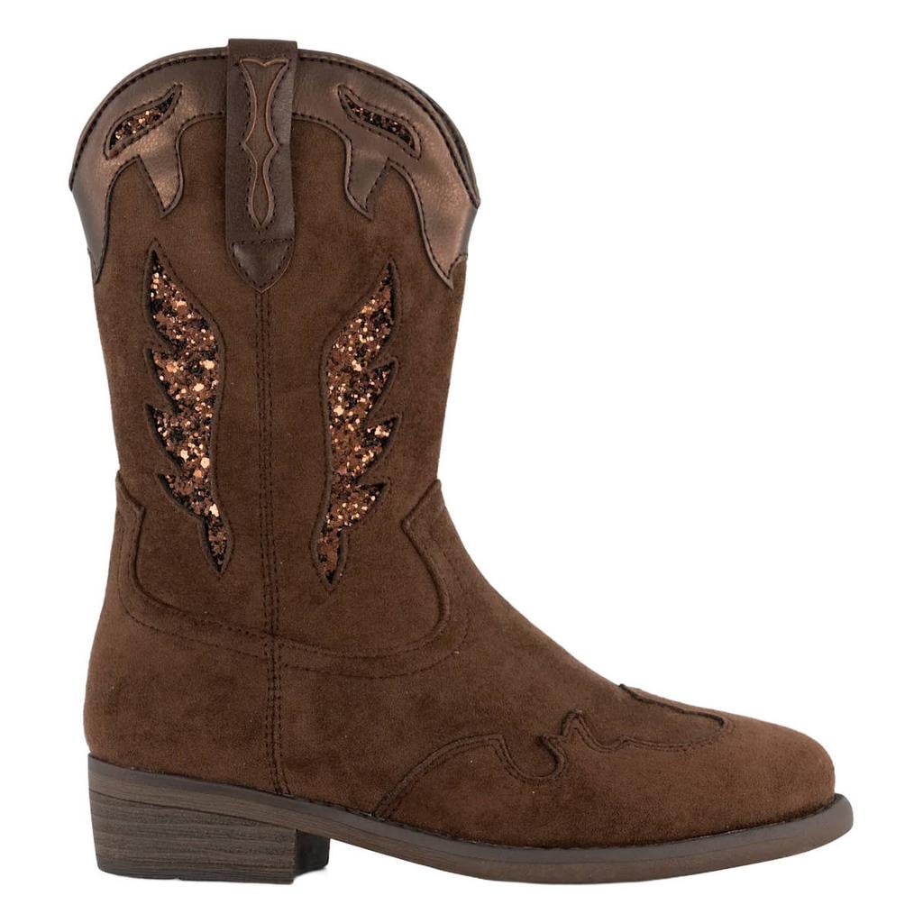 Graceland western suède laarzen met glitters - bruin