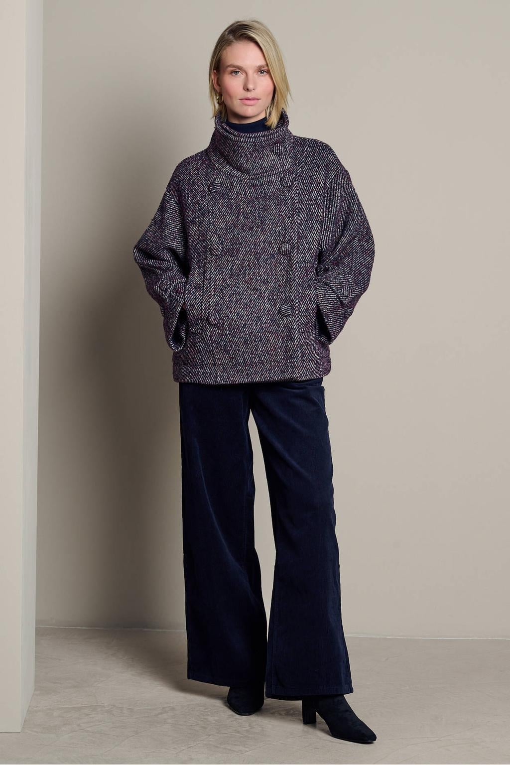 LOLALIZA tussenjas met print - aubergine/ecru