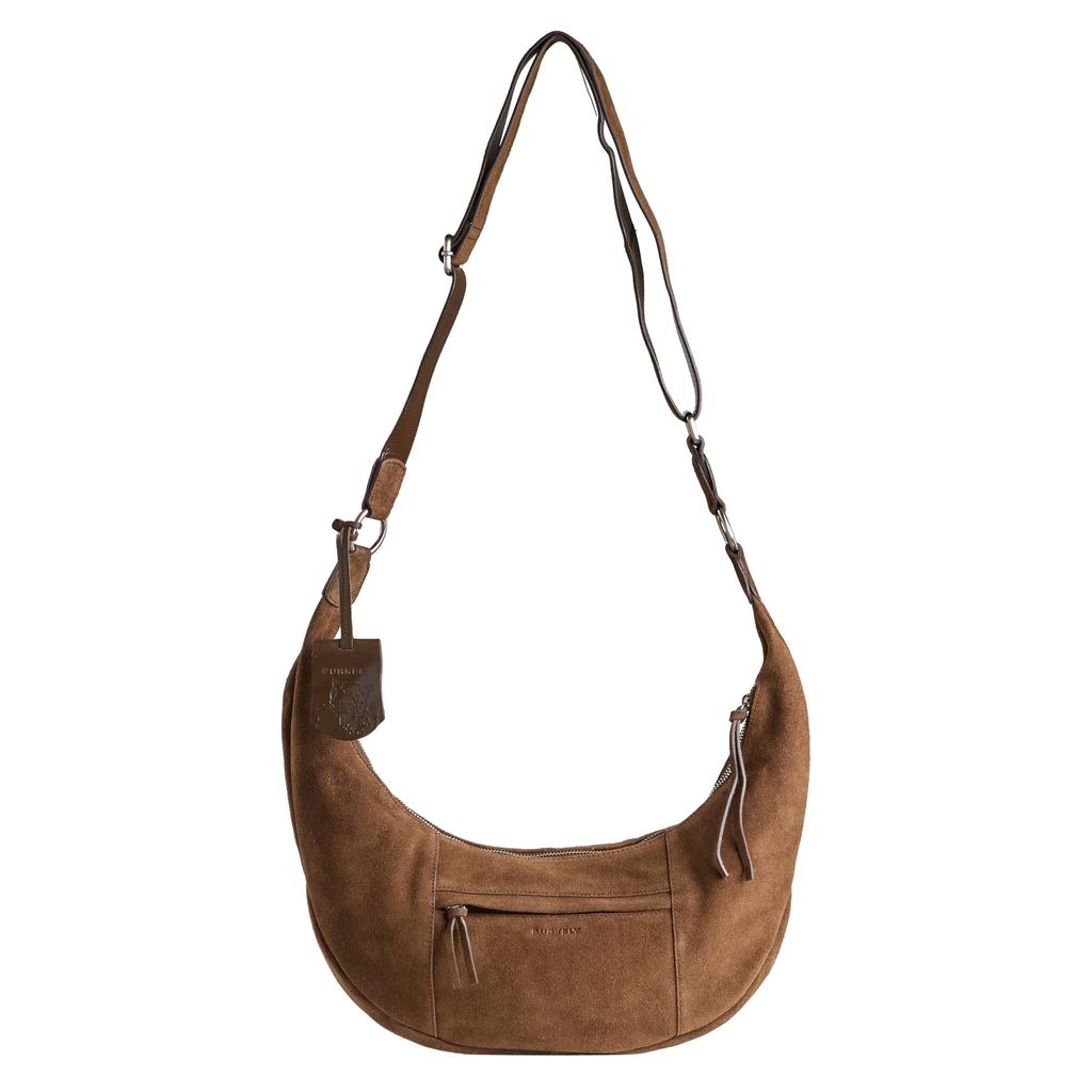 BURKELY suède crossbody tas bruin