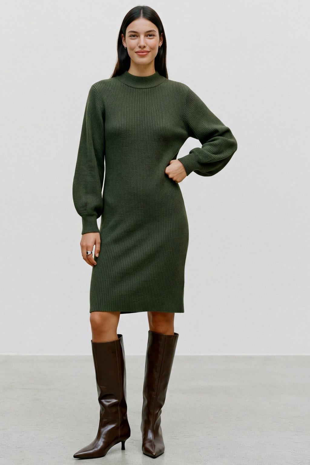 VERO MODA gebreide midi jurk - groen