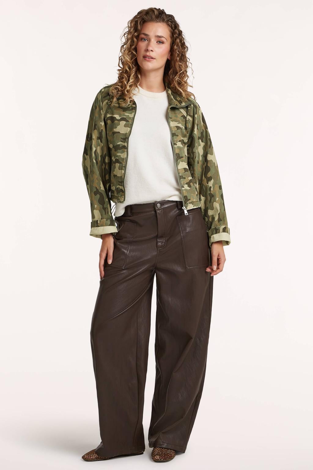 Circle of Trust X Iris Zeilstra imitatieleren barrel broek - donkerbruin