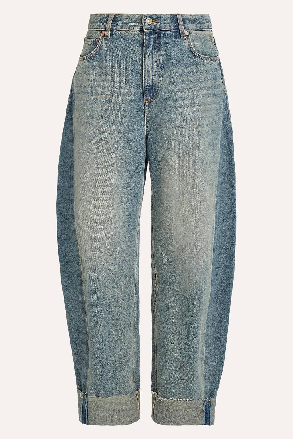 Light blue denim dames Circle of Trust X Iris Zeilstra barrel jeans van denim met high waist en effen