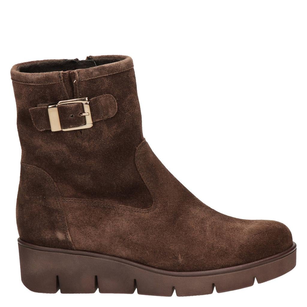 Gabor suède enkelboots met sleehak - bruin