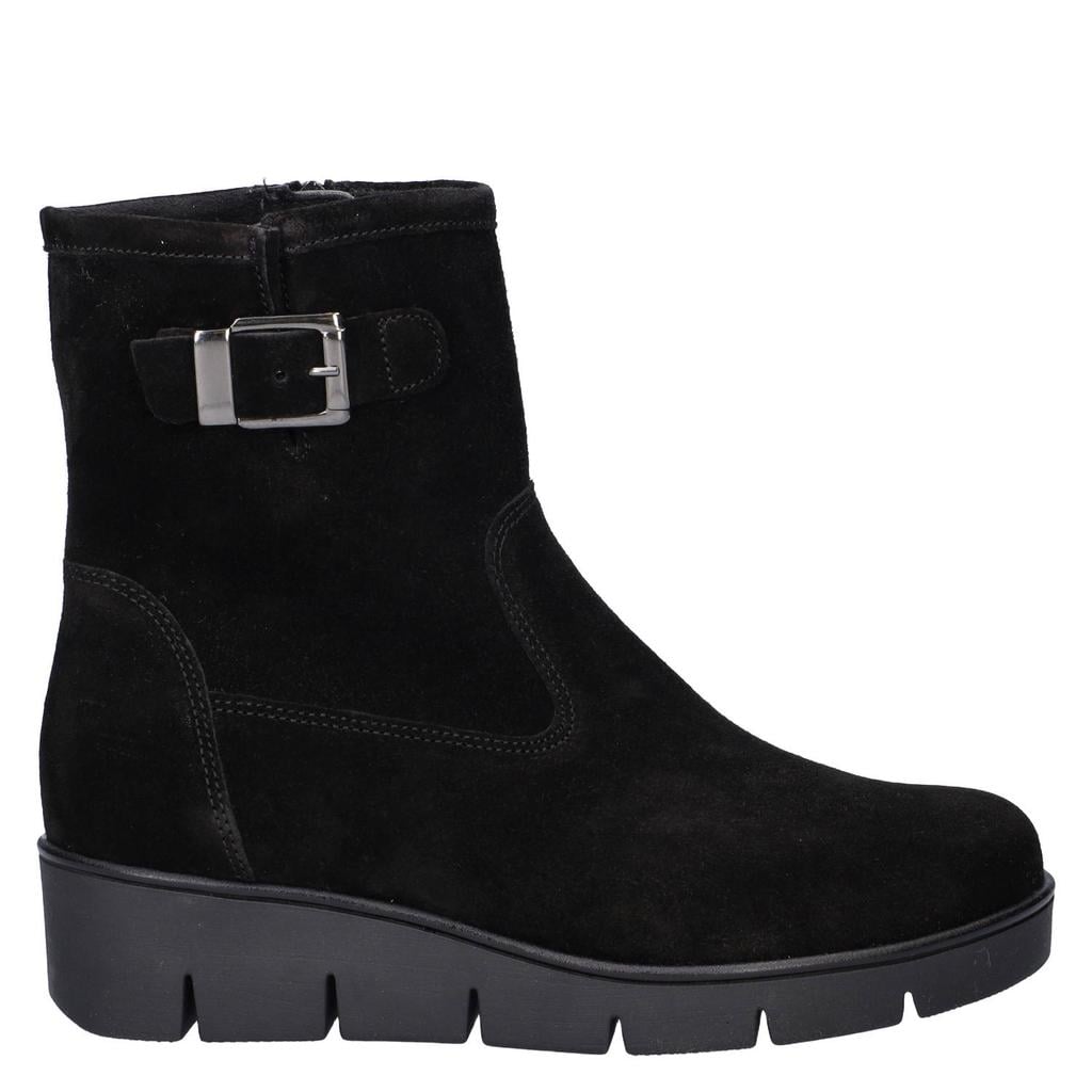 Gabor suède enkelboots met sleehak - zwart