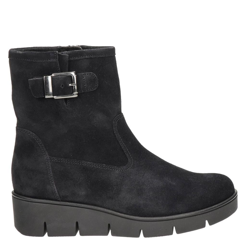 Gabor suède enkelboots met sleehak - donkerblauw