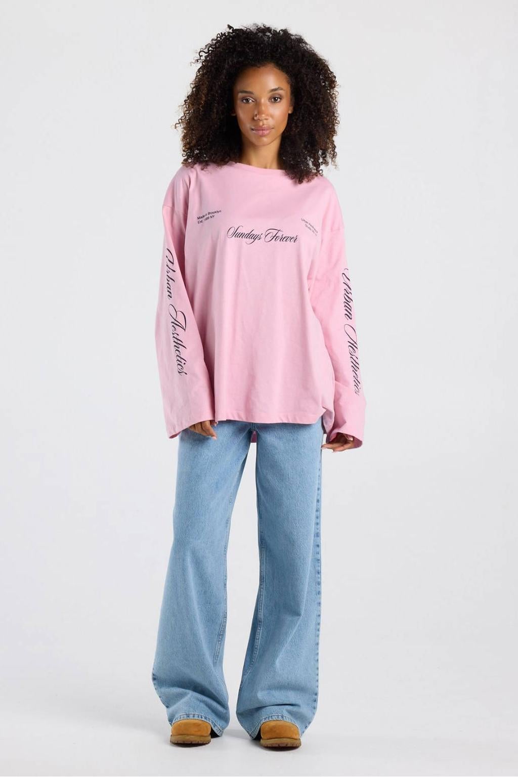 America Today longsleeve met tekst - roze