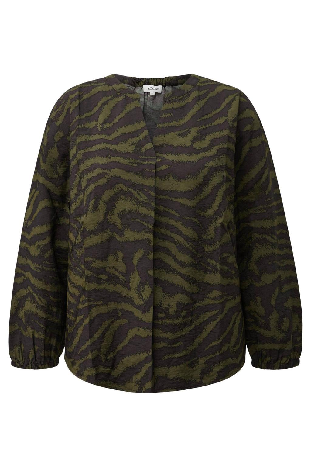 s.Oliver Curve Plus Size blousetop met print - kaki