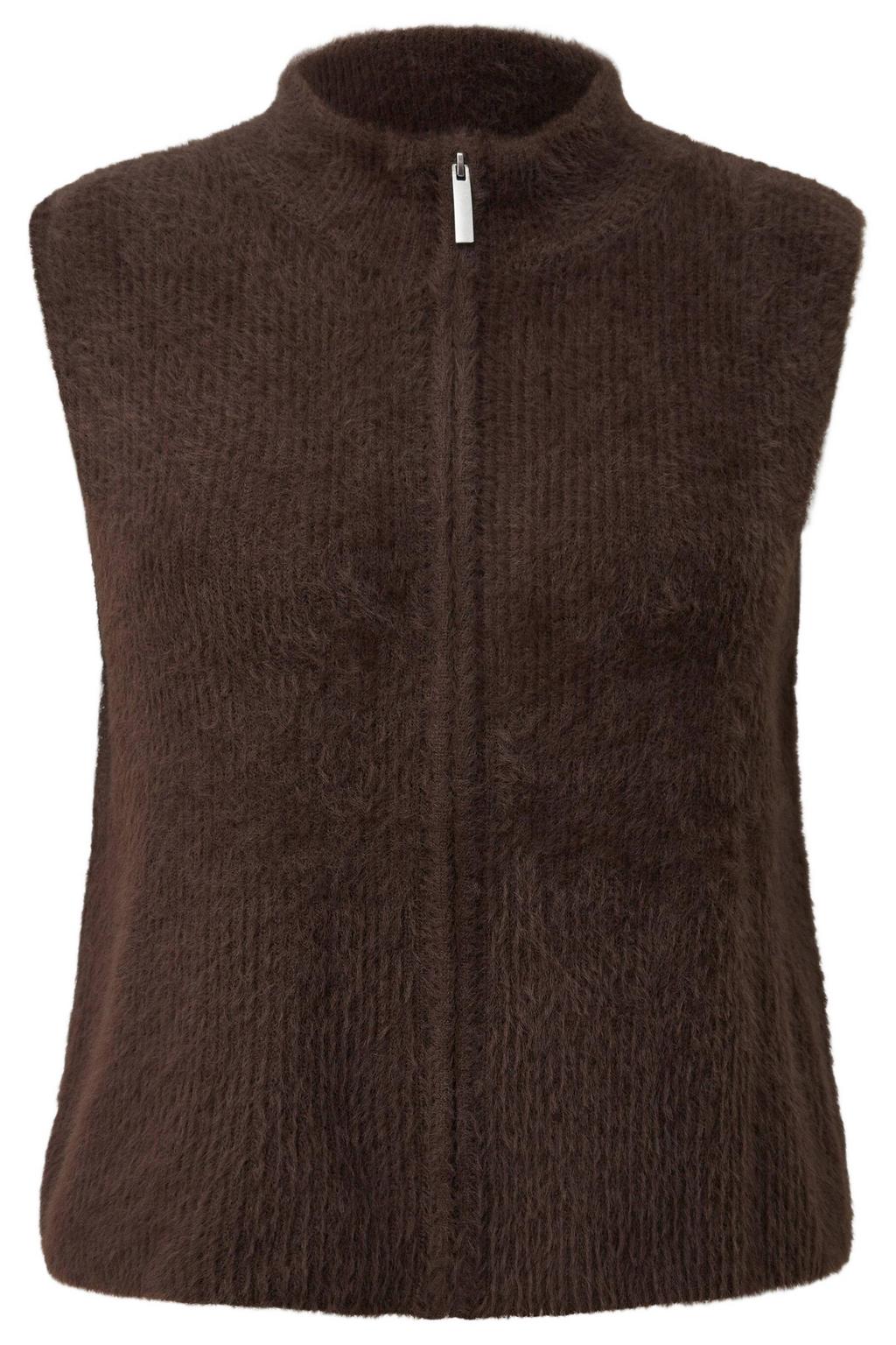 s.Oliver Curve Plus Size gebreid gilet - donkerbruin
