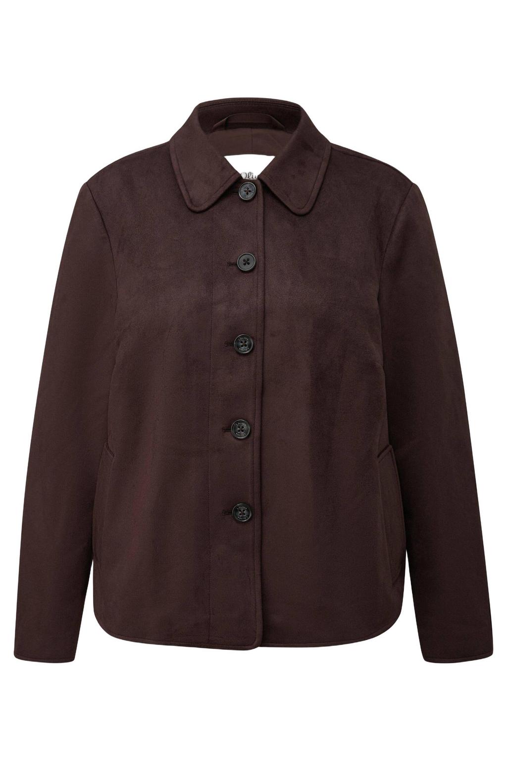 s.Oliver Curve Plus Size imitatieleren jas - donkerbruin
