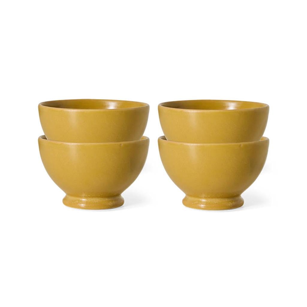 HKLIVING Farmhouse ceramics aardewerken kommen Ø11 cm - oker (set van 4)
