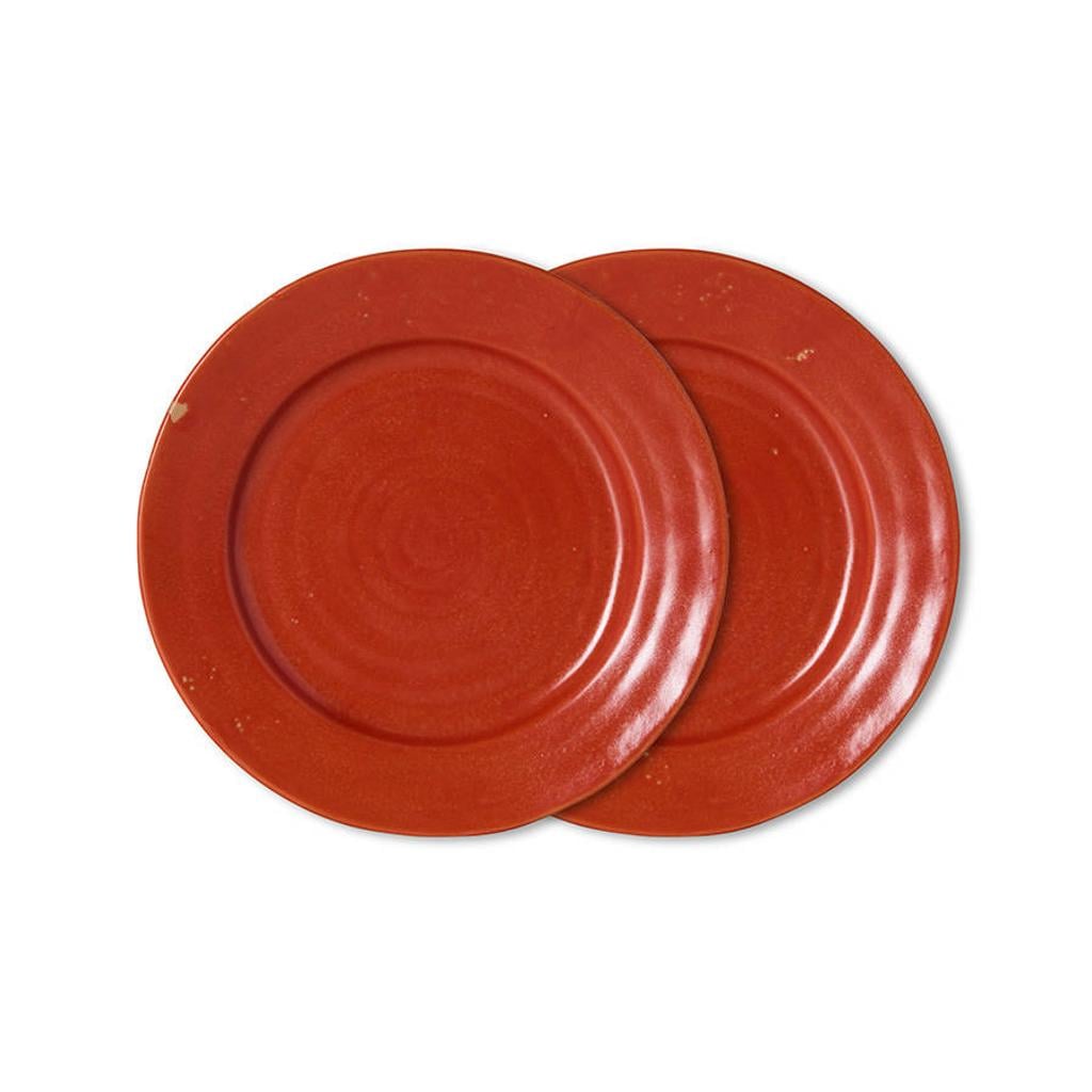 HKLIVING aardewerken ontbijtborden Farmhouse ceramics Ø22 cm - rood (set van 2)