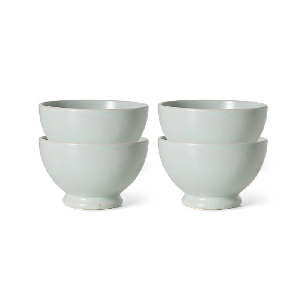 HKLIVING 4-delige aardewerken kommenset Farmhouse ceramics Ø11 cm - lichtblauw