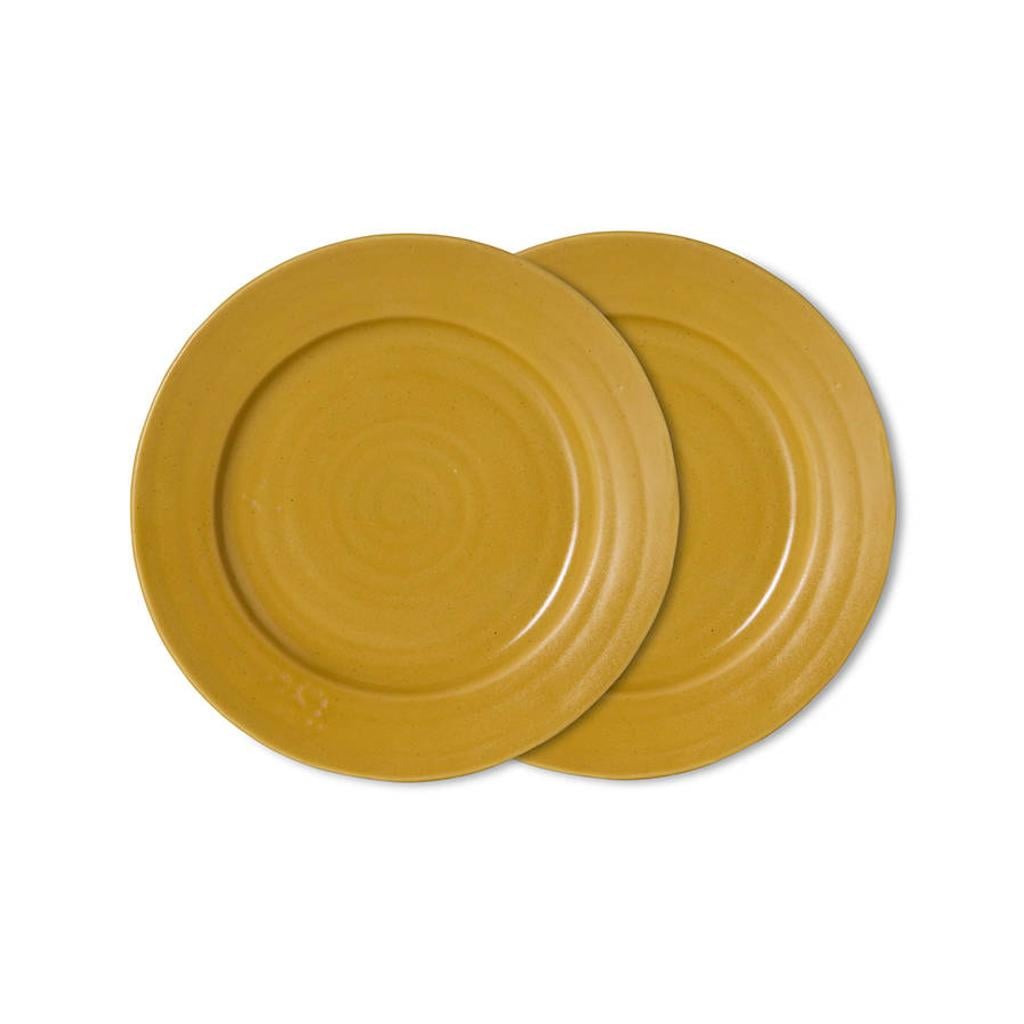 HKLIVING aardewerken ontbijtborden Farmhouse ceramics Ø22 cm - oker (set van 2)