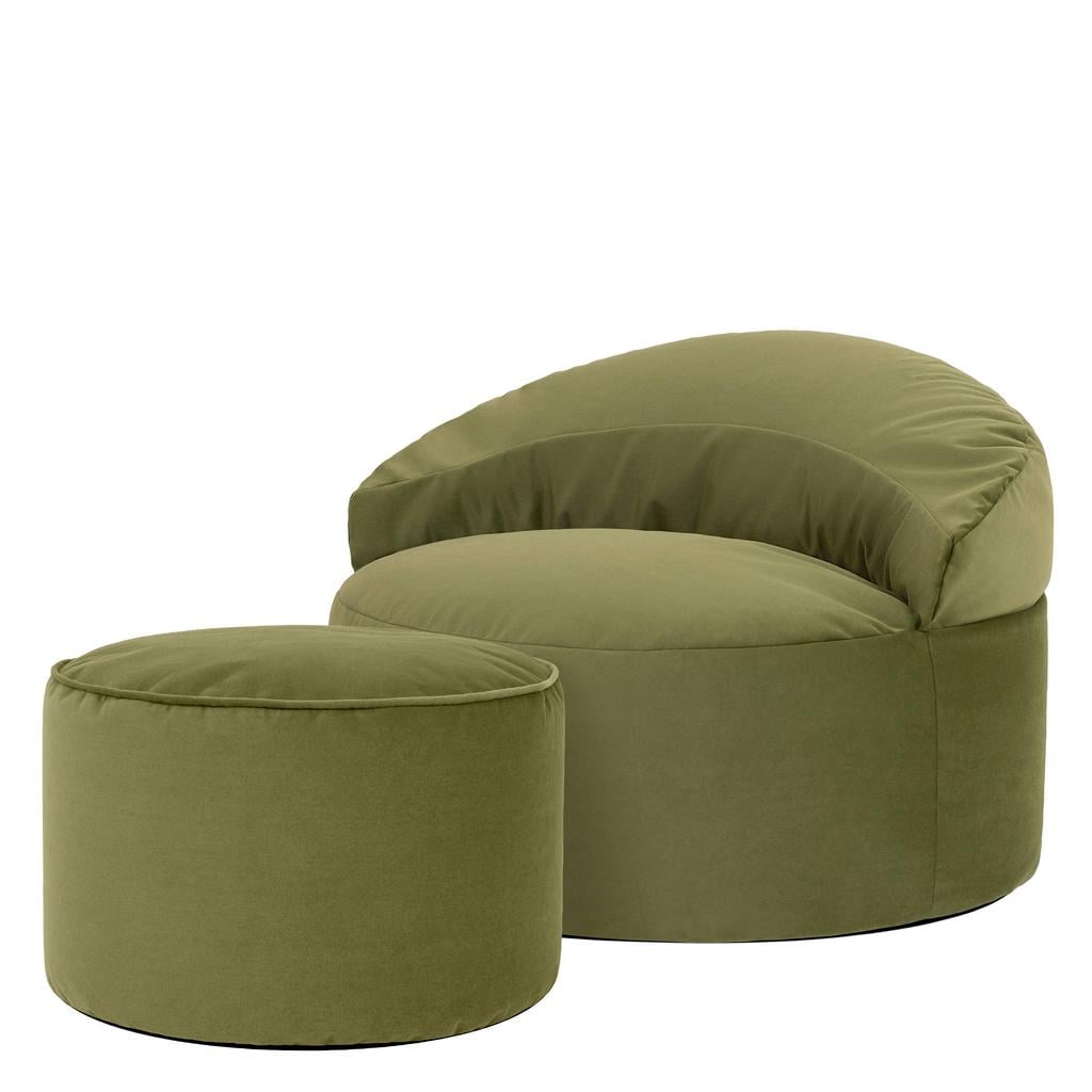 icon icon - Orb Zitzak Fauteuil met Poef - Fluweel - Terracotta