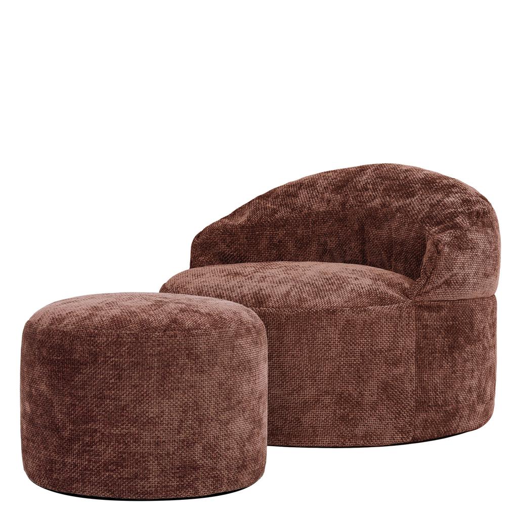 icon icon - Orb Zitzak Fauteuil met Poef - Chenille - Bordeaux