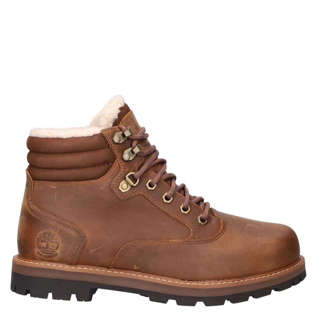 Timberland leren veterboots met profielzool - cognac