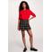Morgan tweed geruite mini skort - zwart/donkerrood