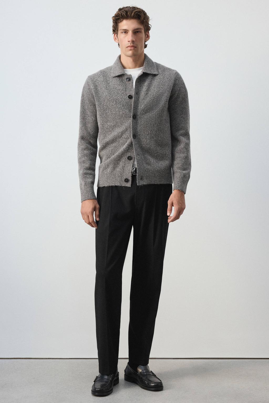 Mango Man gebreid vest met wol - grijs