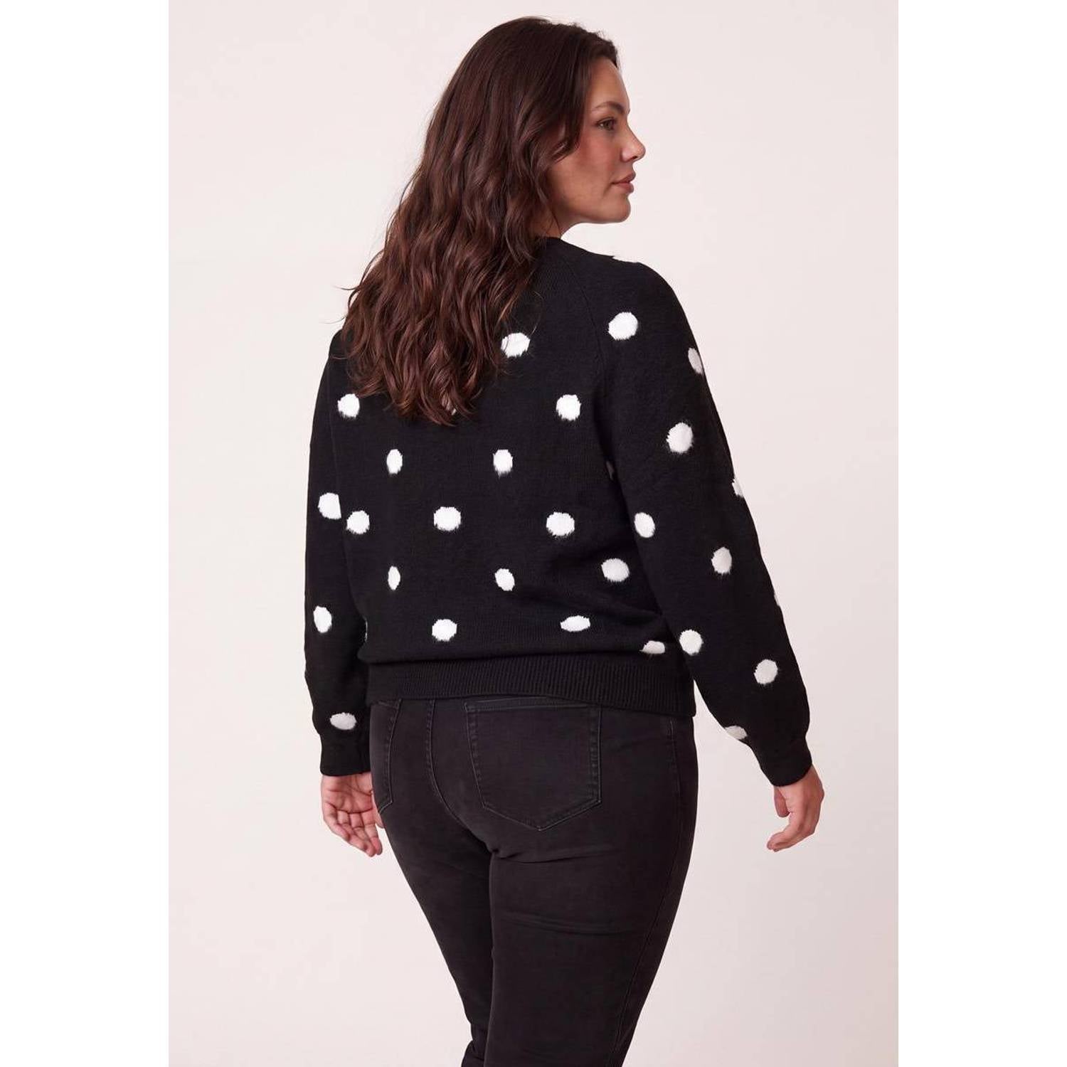 Miss Etam Plus gebreide trui met stippen zwart