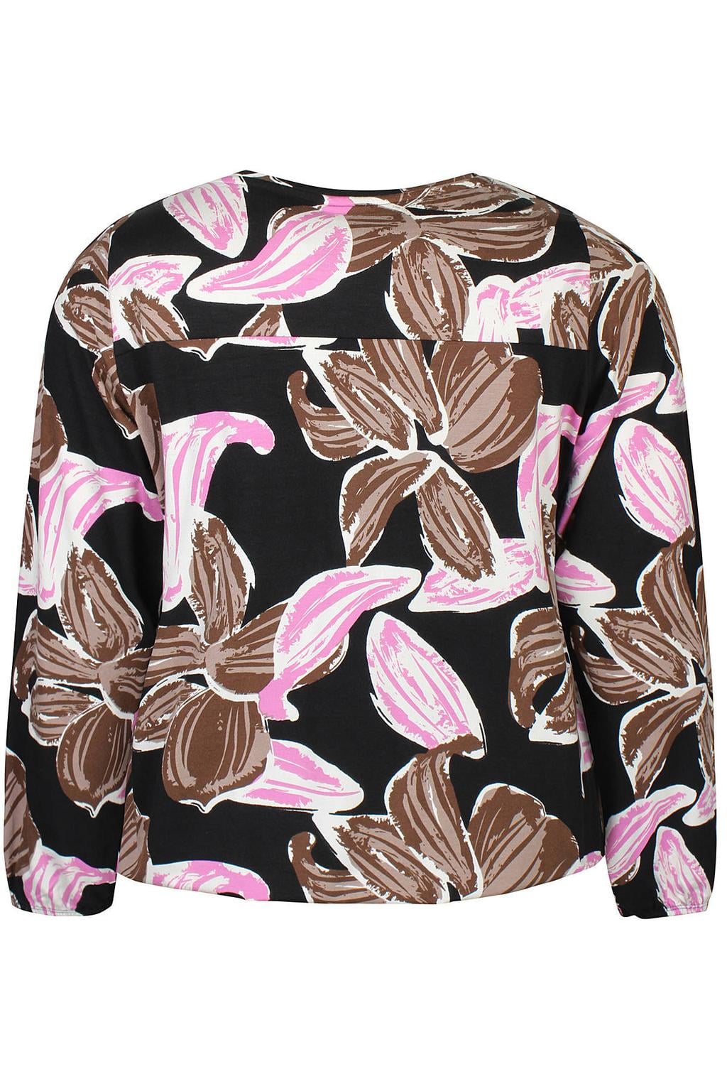 Zhenzi Plus Size gebloemde top - zwart/roze/bruin