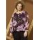 Zhenzi Plus Size gebloemde semi-transparante blouse - donkerrood/roze