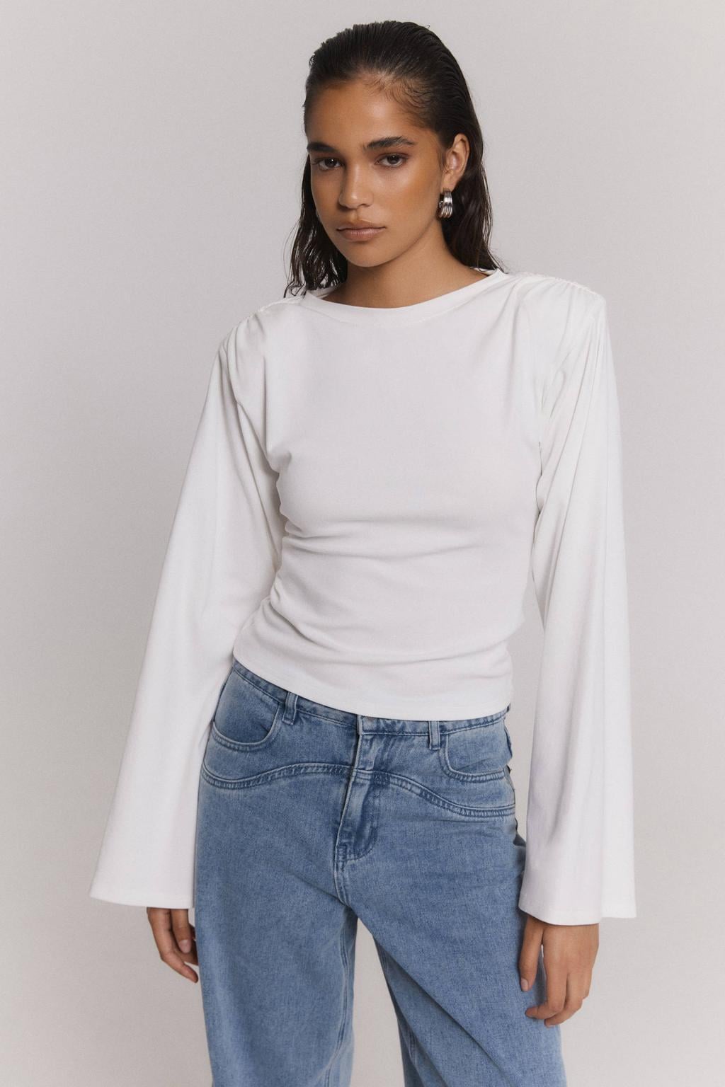 Refined Department getailleerd T-shirt met plooien - wit